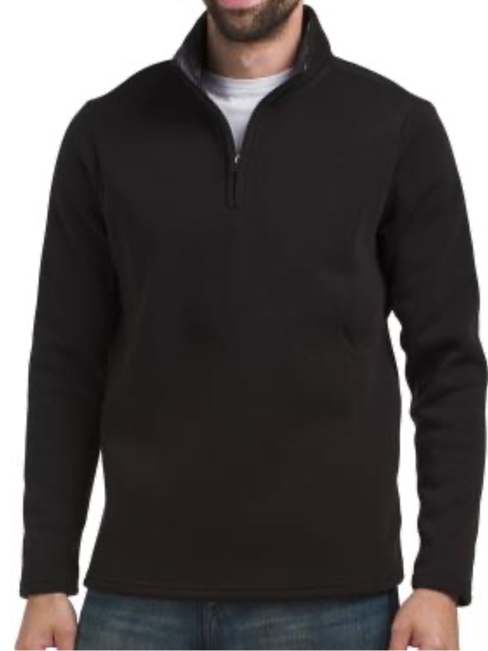 FRYE Men's Quarter-Zip fleece lined Sweater Pullover black L - men’s Large